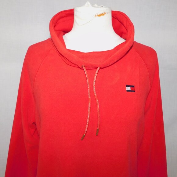 Tommy Hilfiger Sport Womens L Red Cowl neck Pullover Fleece Sweater - Picture 2 of 9